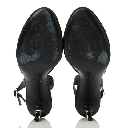 Chanel Lambskin Grosgrain CC Slingback Pumps 37 Black 5 of 8