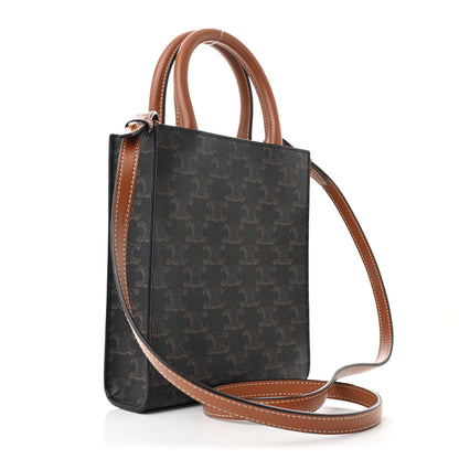Celine Triomphe Canvas Calfskin Mini Vertical Cabas Tan 3 of 10