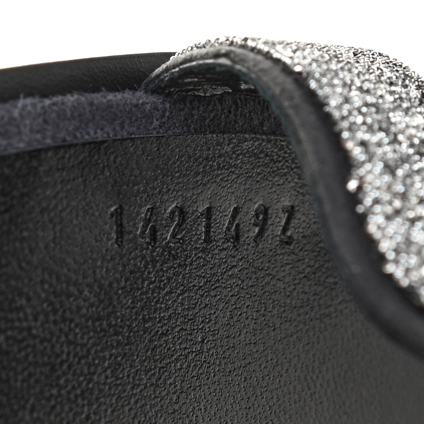 Suede Goatskin Crystal Powder Oran Sandals 36.5 Black