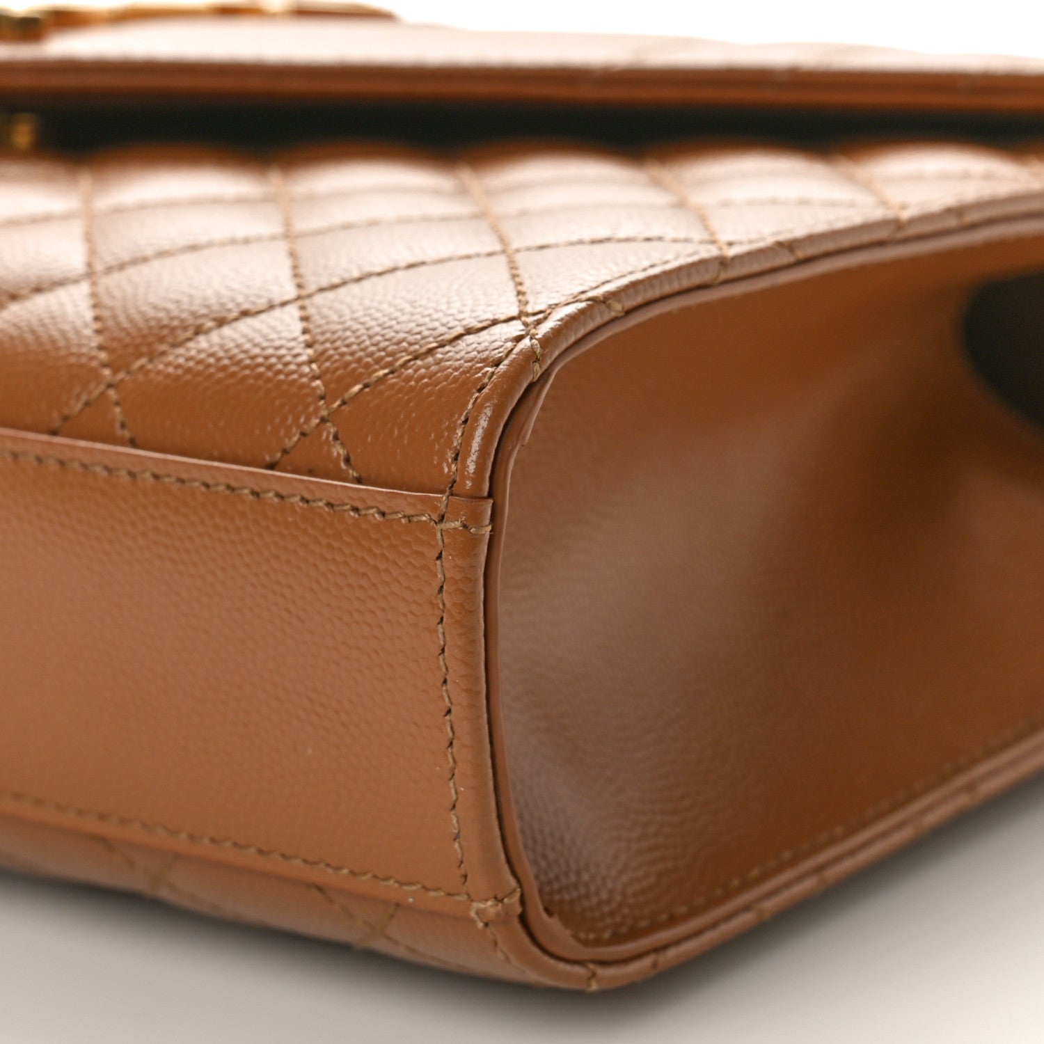Saint Laurent Grain De Poudre Textured Mixed Matelasse Medium Triquilt Monogram Satchel Dark Latte 10 of 10