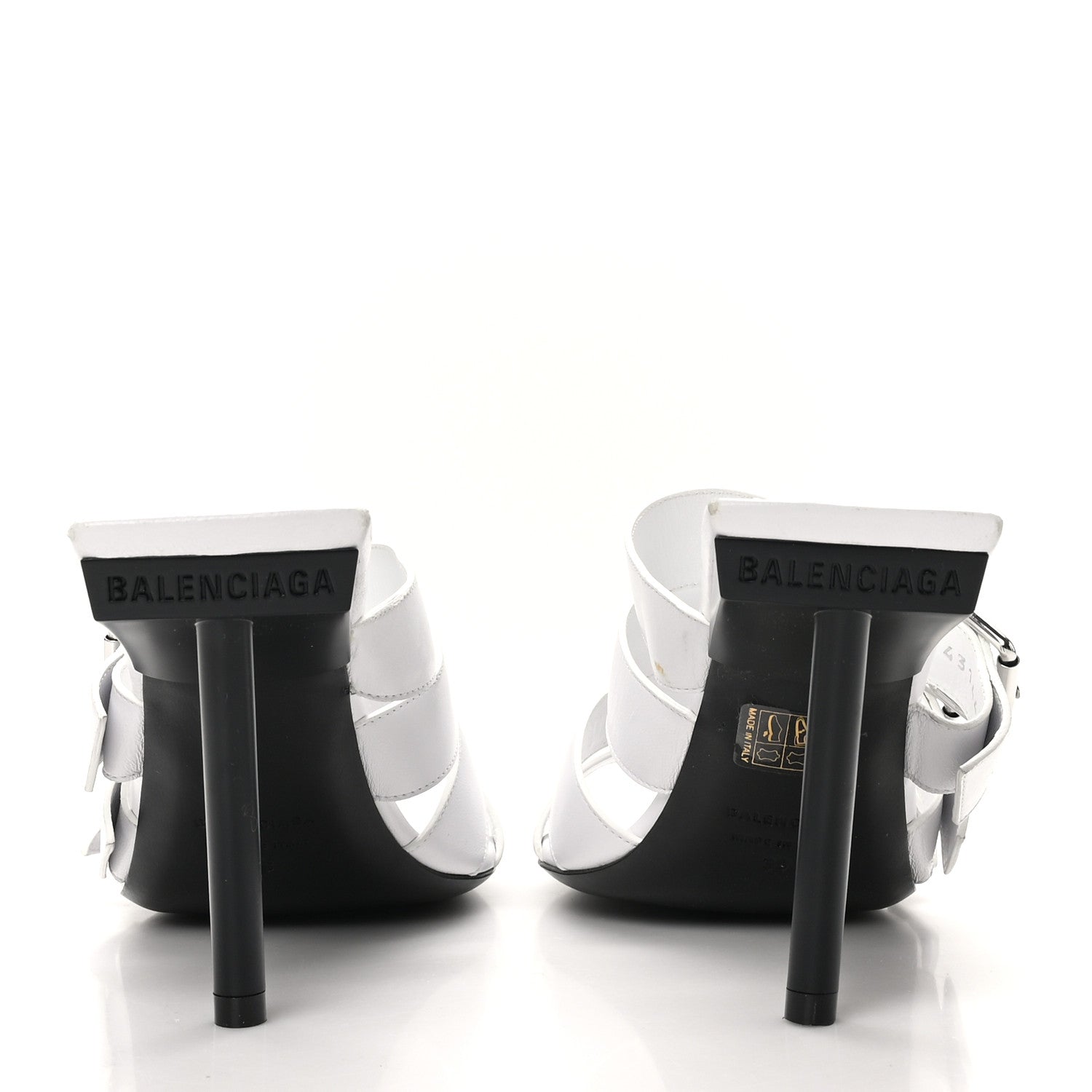 Balenciaga Shiny Sheepskin Bluckle K 80mm Sandals 38 White 6 of 10
