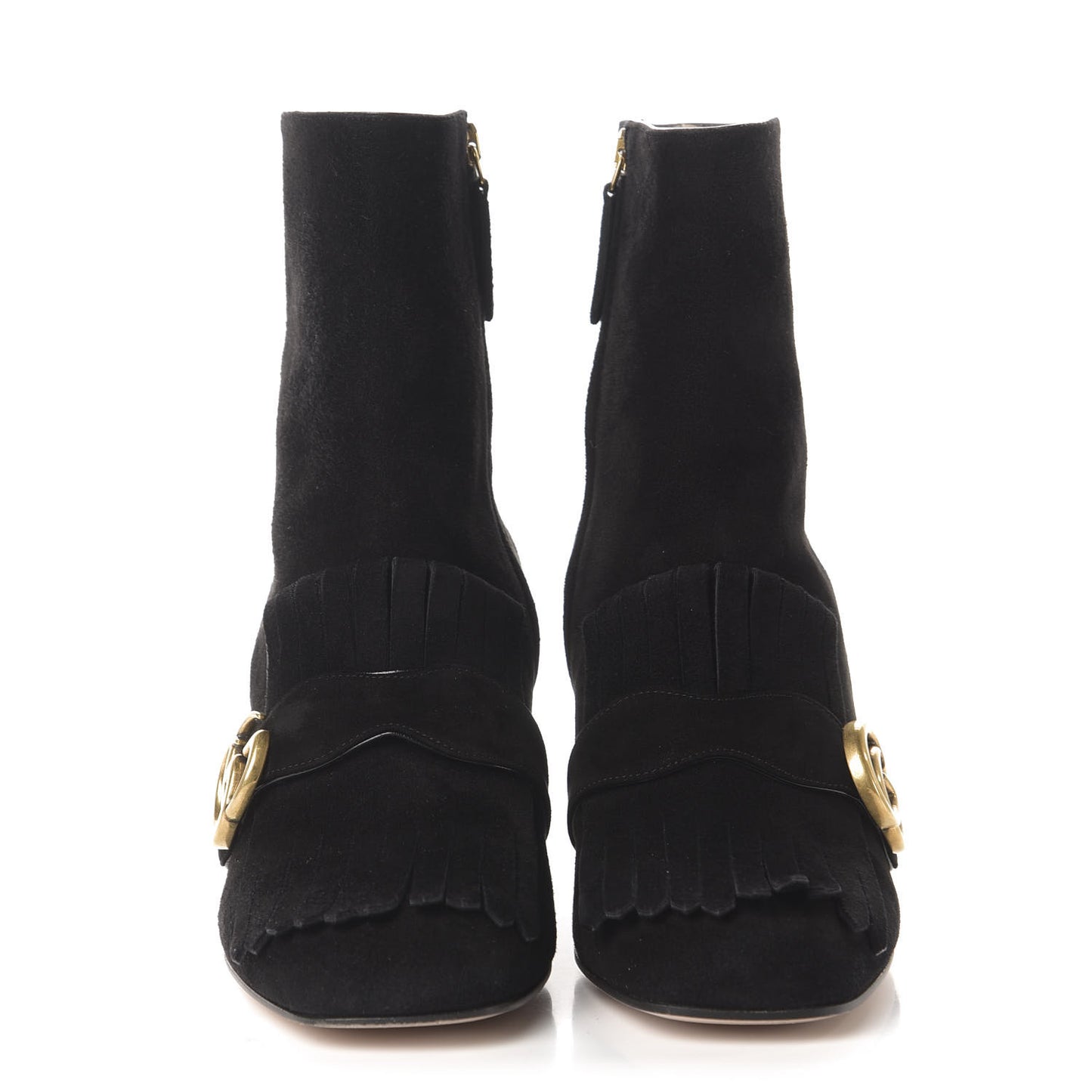 Kid Scamosciato GG Marmont Fringe 75mm Ankle Boots 40 Black