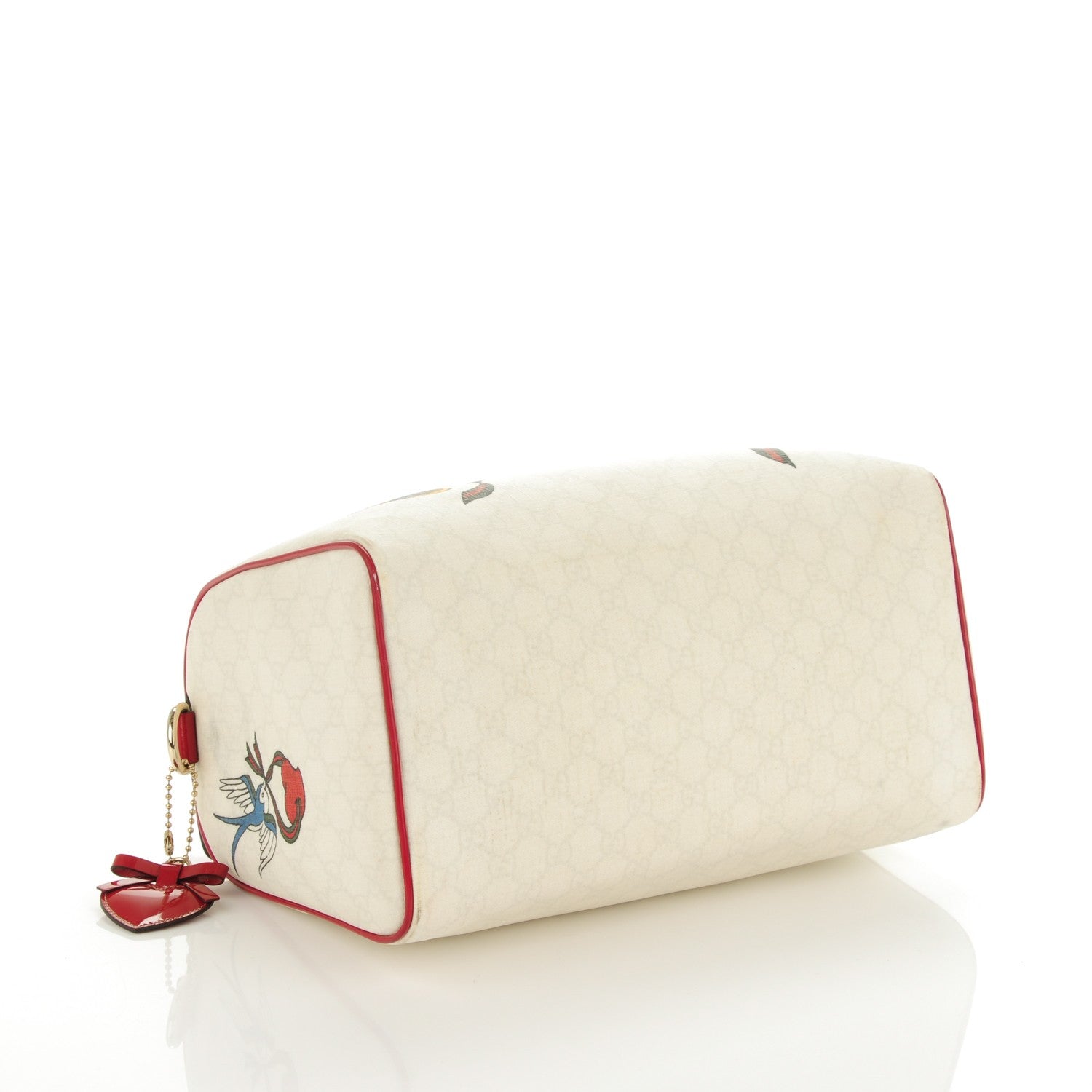 Gucci Coated Canvas Monogram Medium Tattoo Birds Joy Boston Off White Red 4 of 8