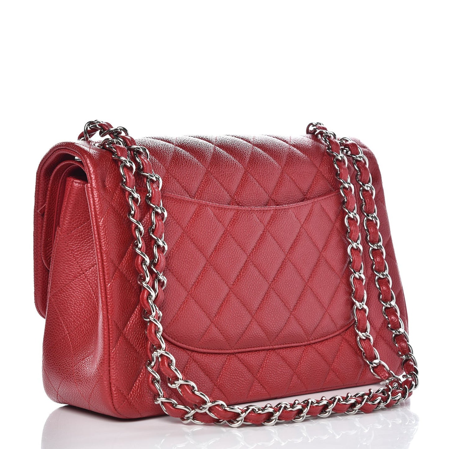 Pearly Caviar Quilted Jumbo Double Flap Dark Pink