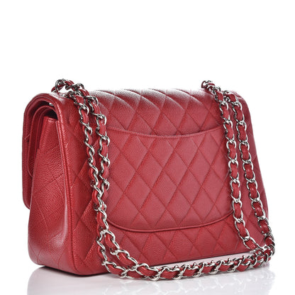 Chanel Pearly Caviar Quilted Jumbo Double Flap Dark Pink 3 of 7