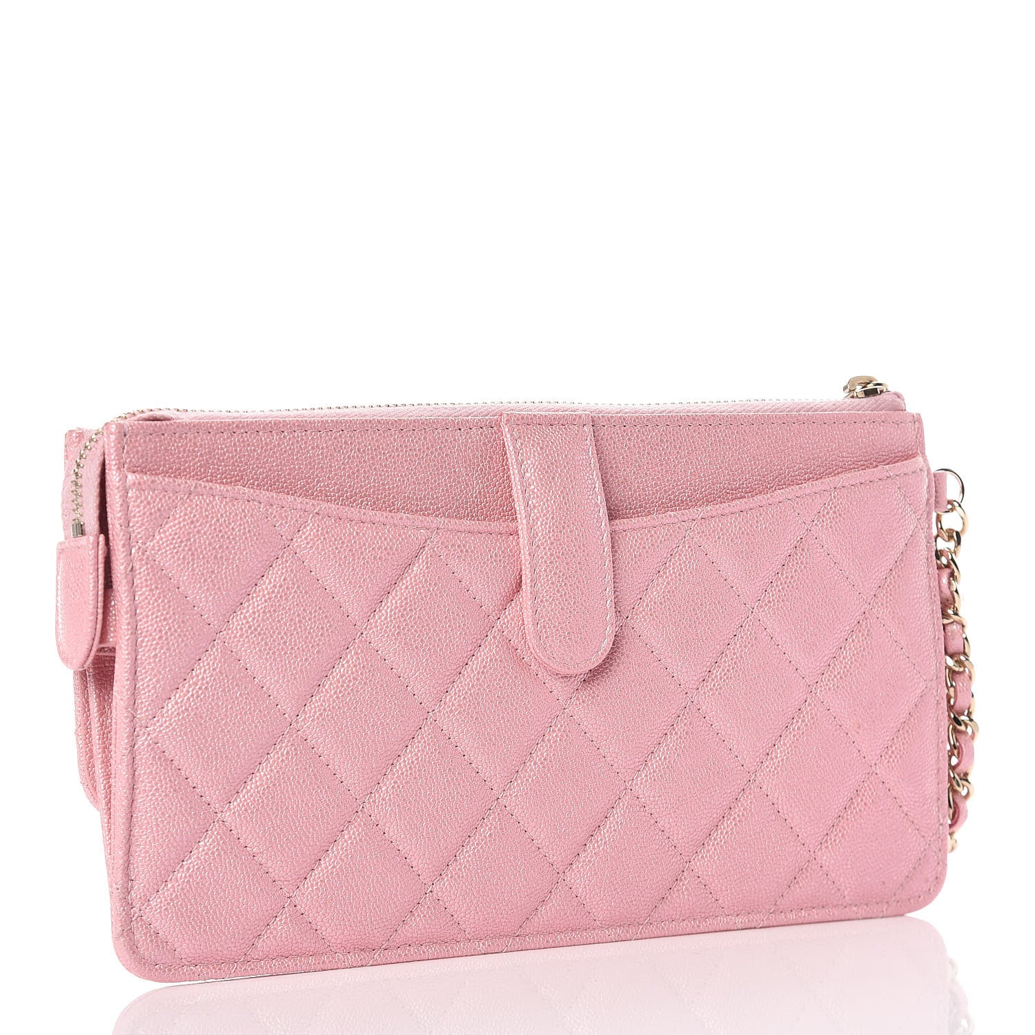 Chanel Iridescent Caviar Quilted Classic Pouch With Handle Rose Pink 3 of 10