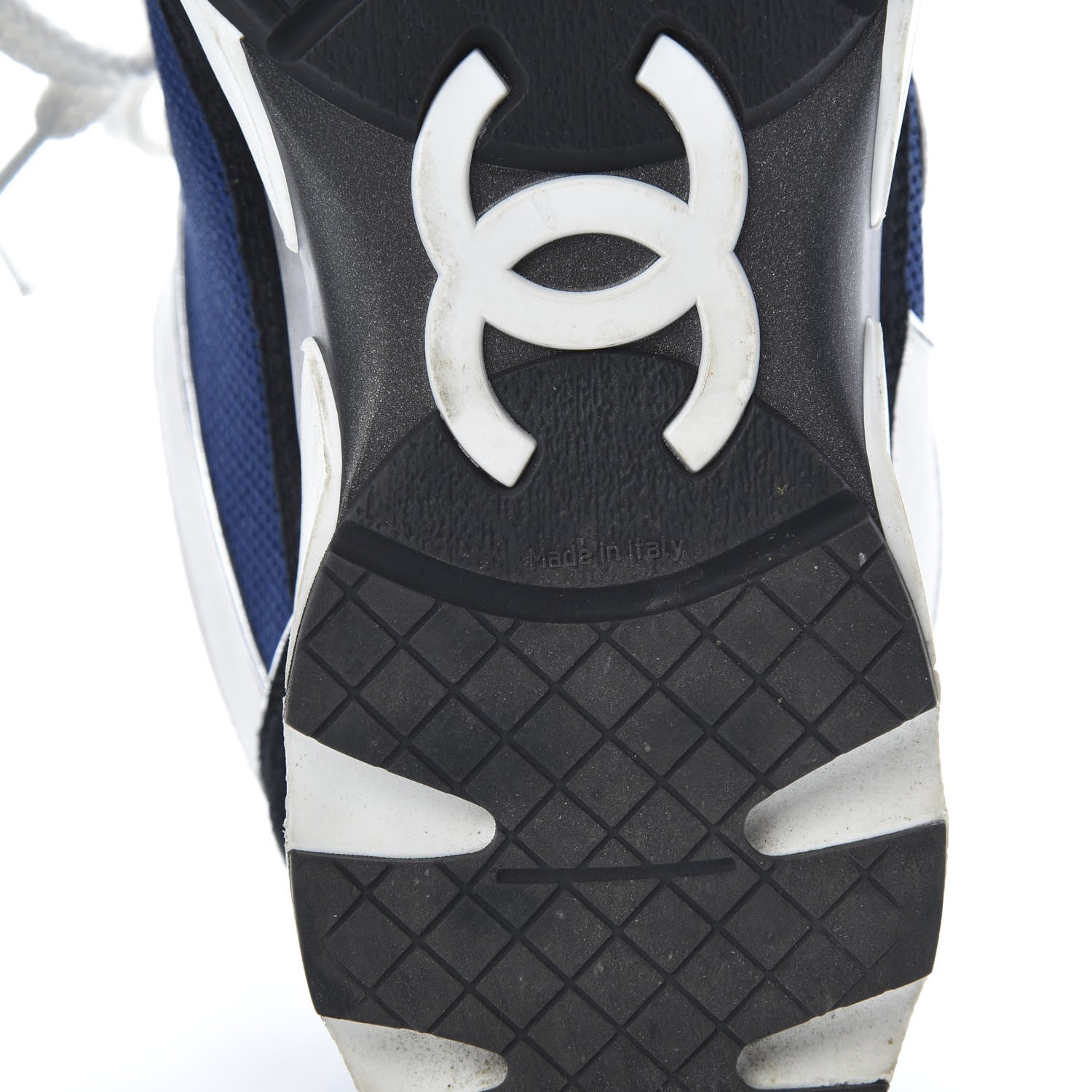Chanel Suede Calfskin CC Sneakers 39 Blue Black 6 of 13