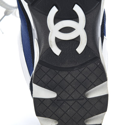 Chanel Suede Calfskin CC Sneakers 39 Blue Black 6 of 13