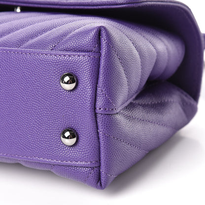 Chanel Caviar Chevron Quilted Mini Coco Handle Flap Purple 10 of 11
