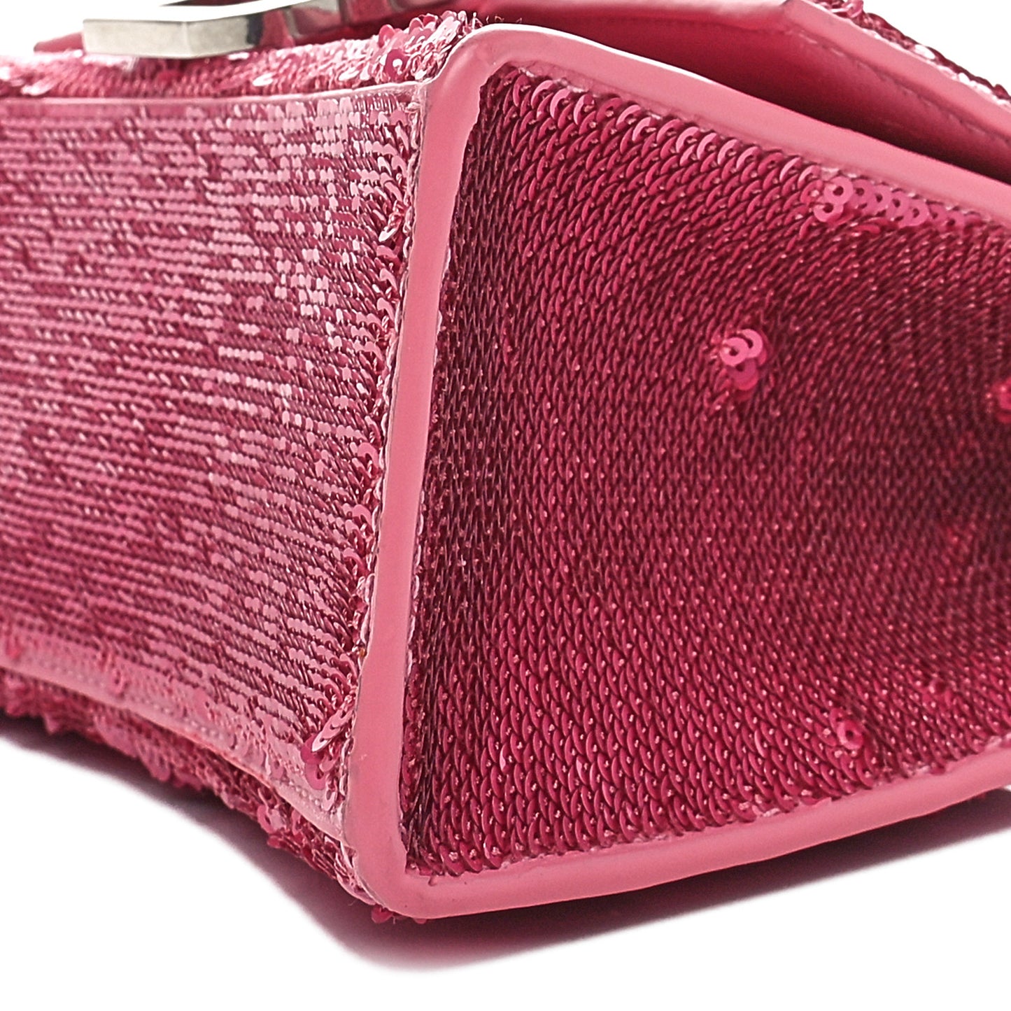 Sequin Hourglass Top Handle Bag XS Pink