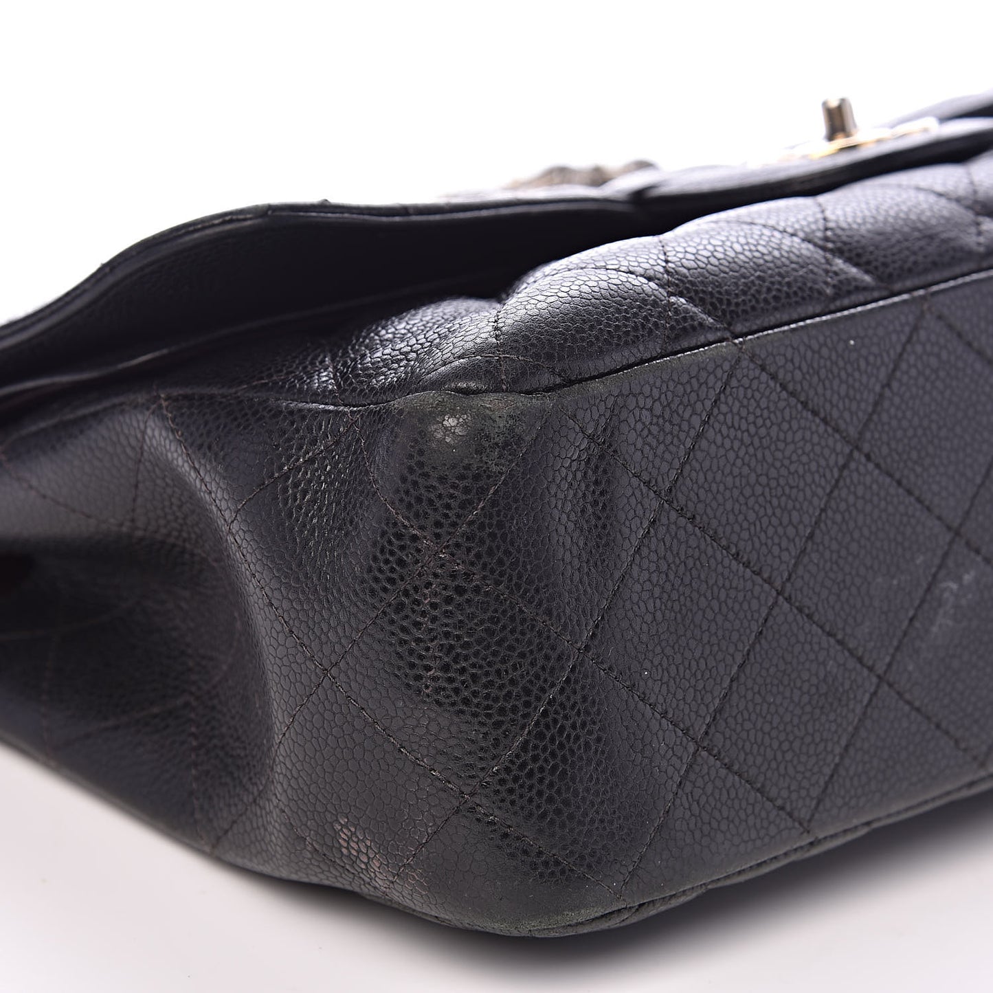Caviar Quilted Jumbo Double Flap Black