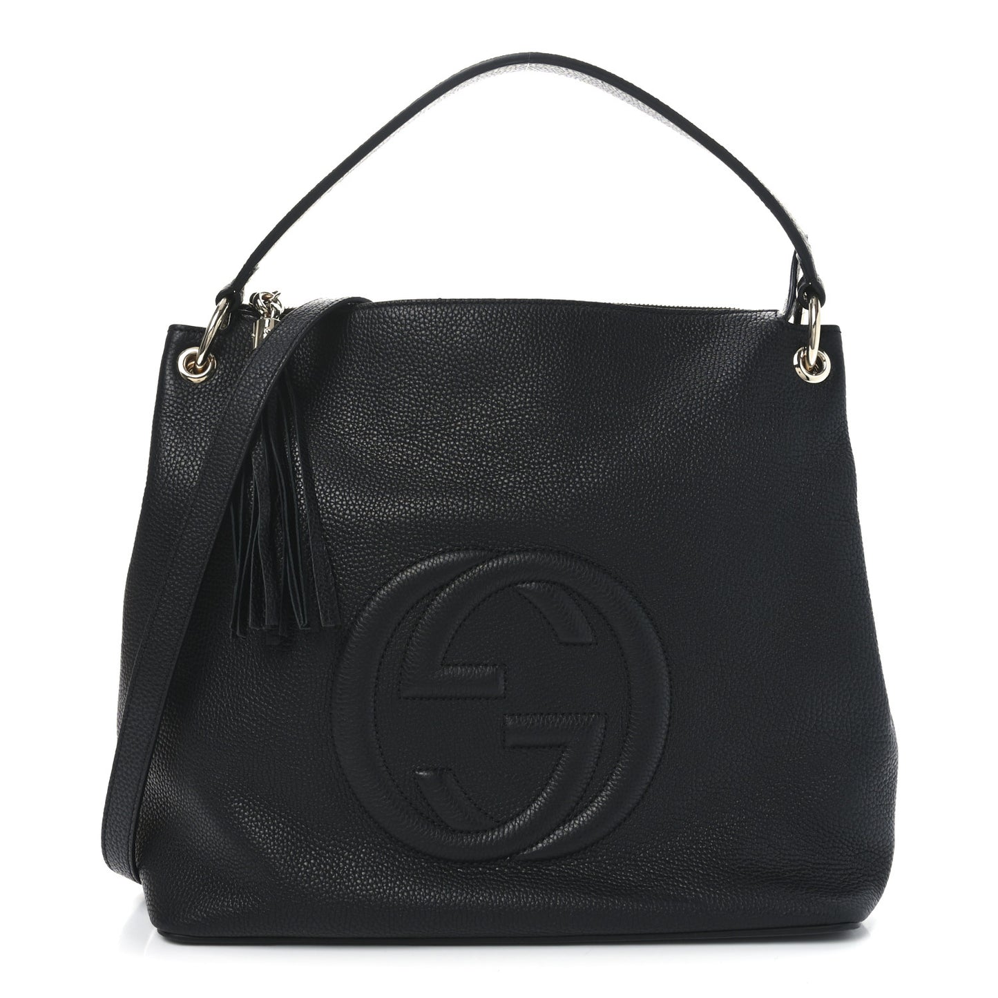 Pebbled Calfskin Large Soho Hobo Black
