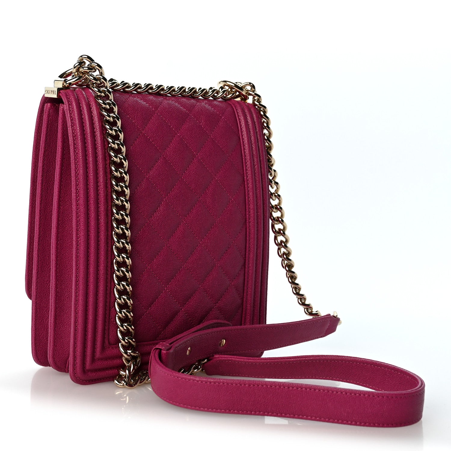 Chanel Caviar Quilted North South Boy Flap Fuchsia 3 of 12