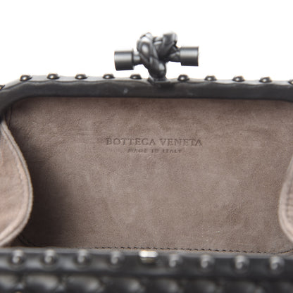 Bottega Veneta Waxy Nappa Intrecciato Knot Studded Clutch Black 6 of 8