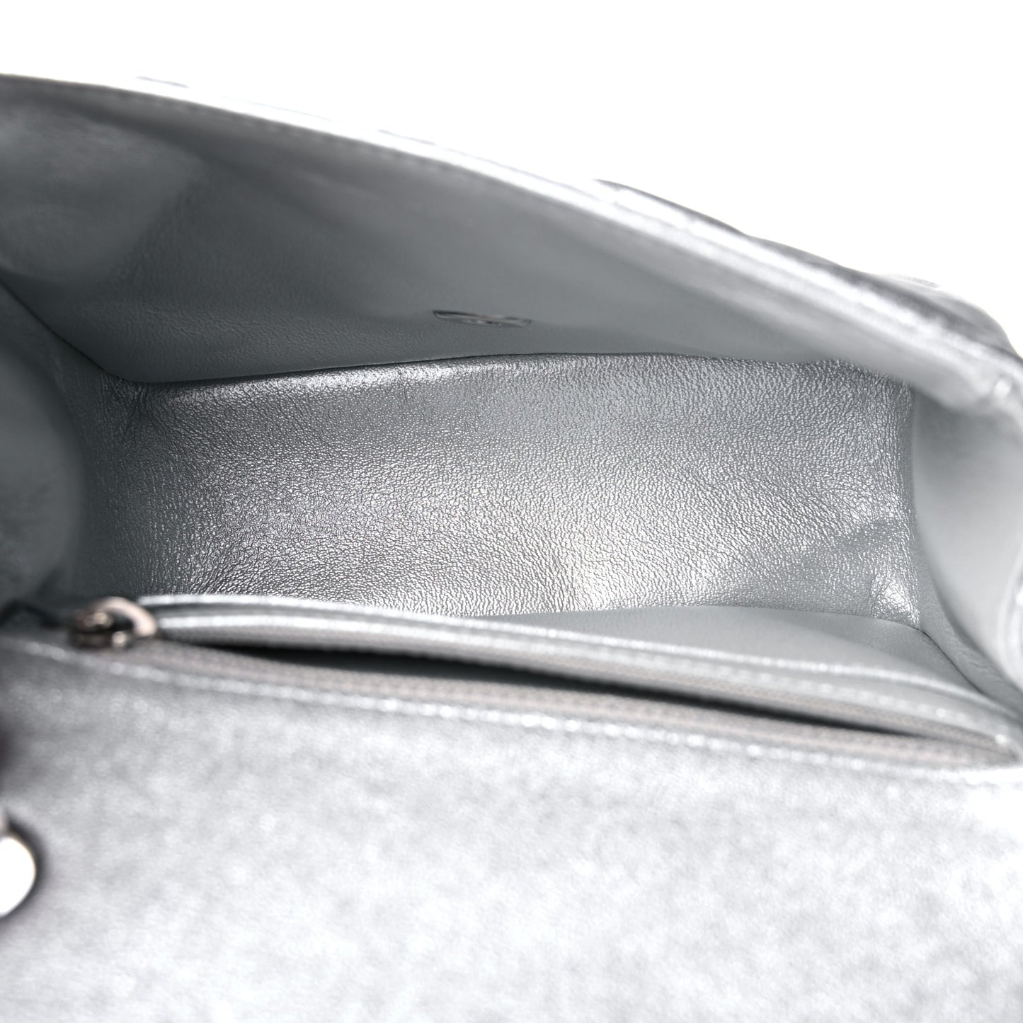 Metallic Lambskin Quilted Mini Square Flap Silver