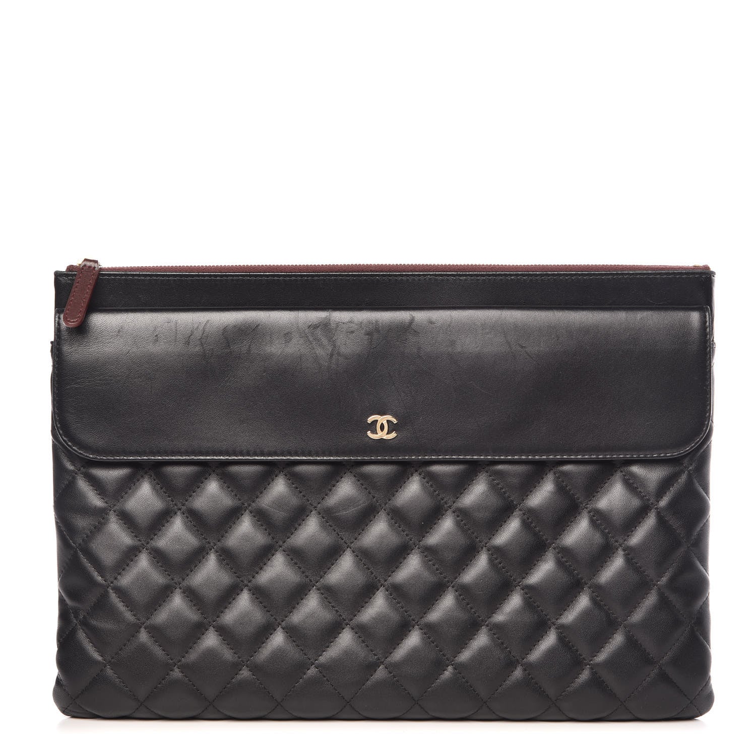 Chanel Lambskin Quilted Large Flap Cosmetic Case Black 1 of 13