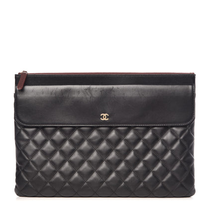 Chanel Lambskin Quilted Large Flap Cosmetic Case Black 1 of 13