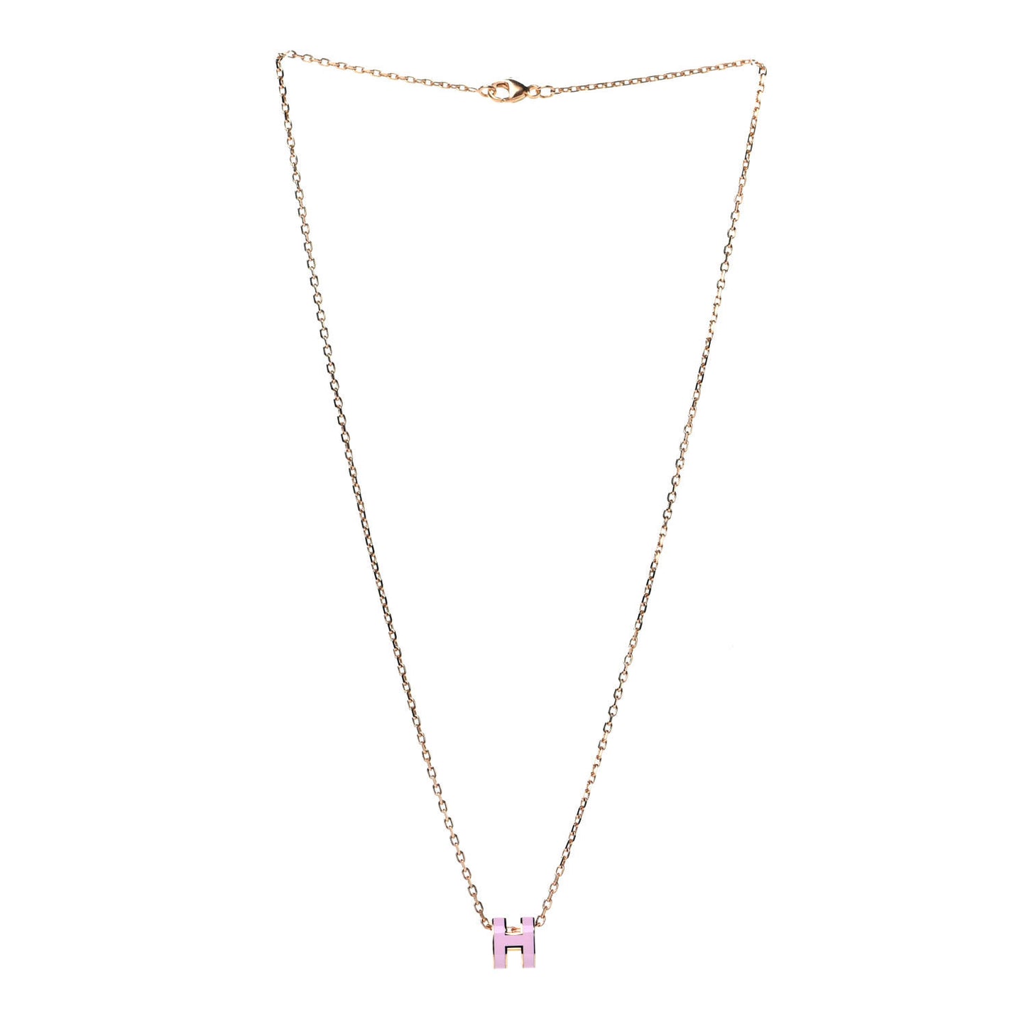 Lacquered Rose Gold Mini Pop H Pendant Necklace Rose Dragee