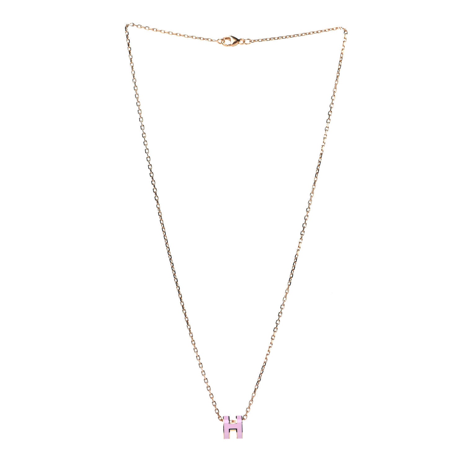 Hermes Lacquered Rose Gold Mini Pop H Pendant Necklace Rose Dragee 2 of 4