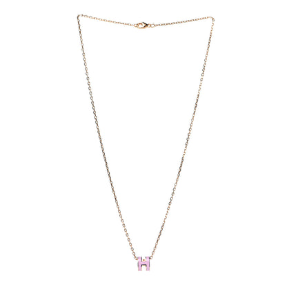 Hermes Lacquered Rose Gold Mini Pop H Pendant Necklace Rose Dragee 2 of 4