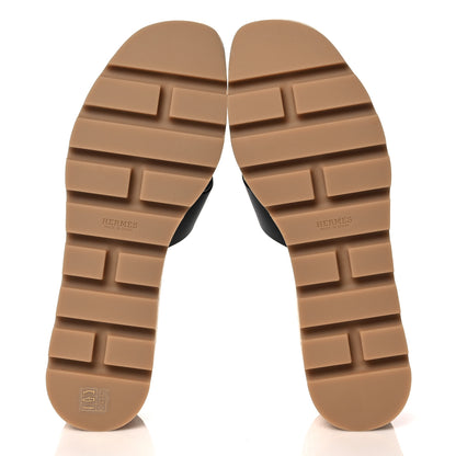 Hermes Calfskin Cork Eze 30 Sandals 40 Black 5 of 9