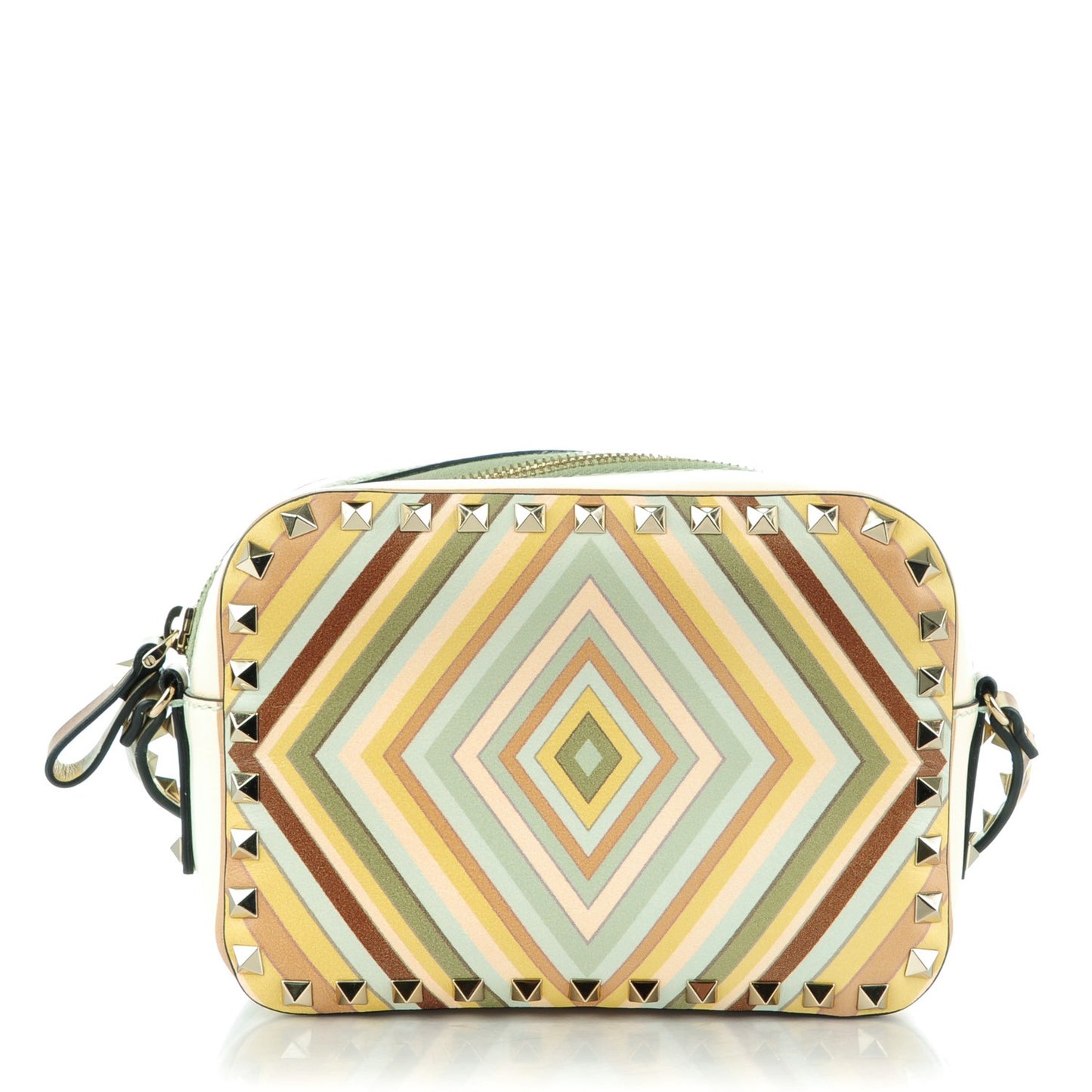 Vitello Native Couture 1975 Rockstud Camera Crossbody Bag Green Multicolor