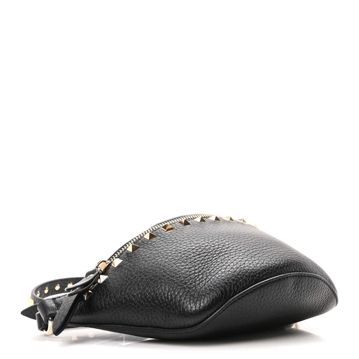 Calfskin Rockstud Belt Bag Black