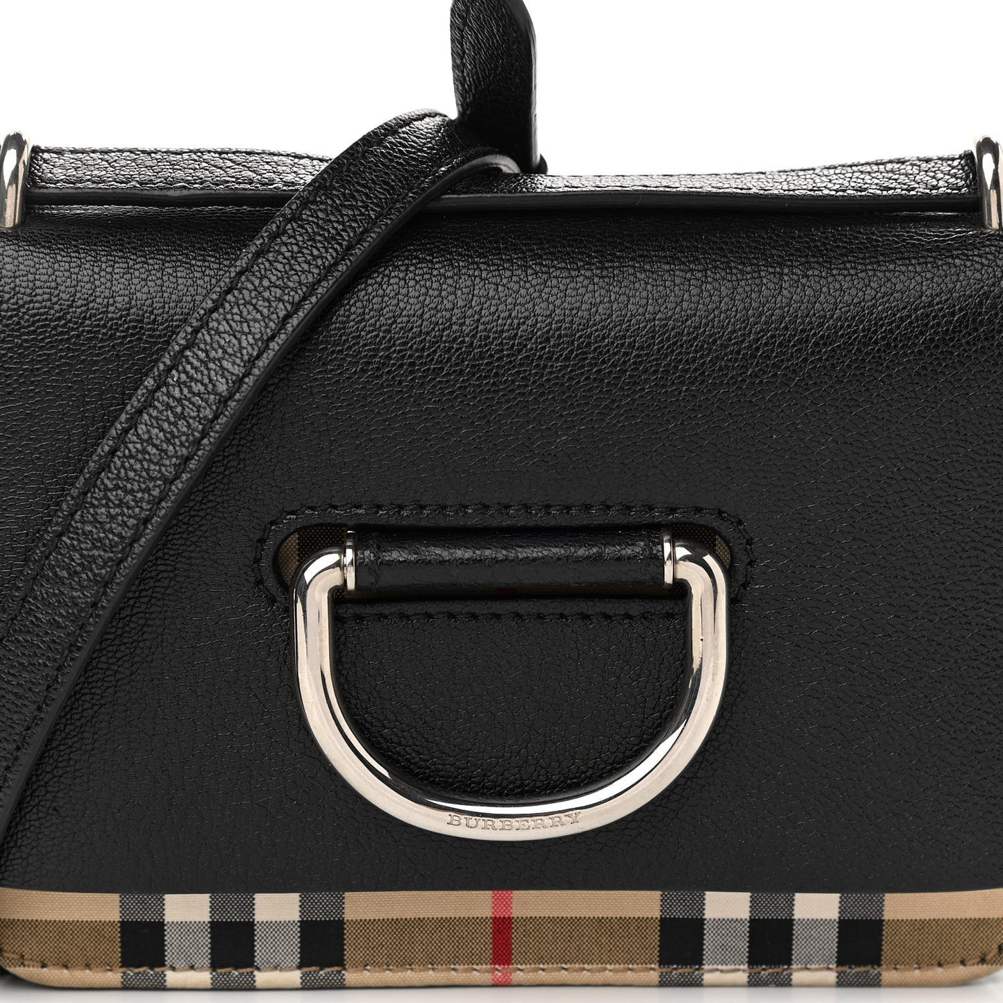 Goatskin Vintage Check Mini D-Ring Bag Black