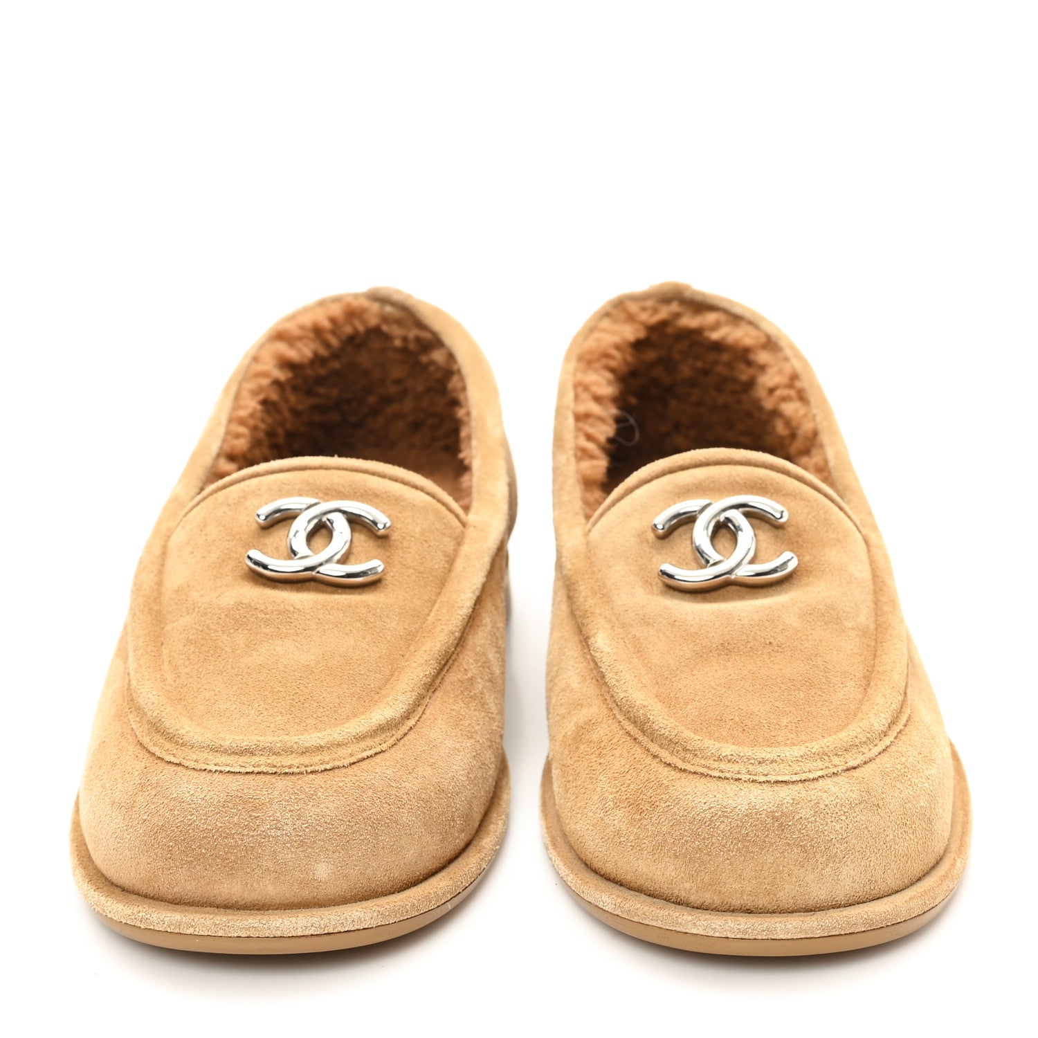 Chanel Suede Calfskin CC Loafers 37 Dark Beige 3 of 9