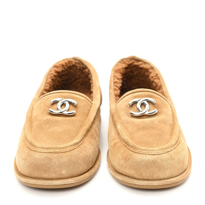 Chanel Suede Calfskin CC Loafers 37 Dark Beige 3 of 9