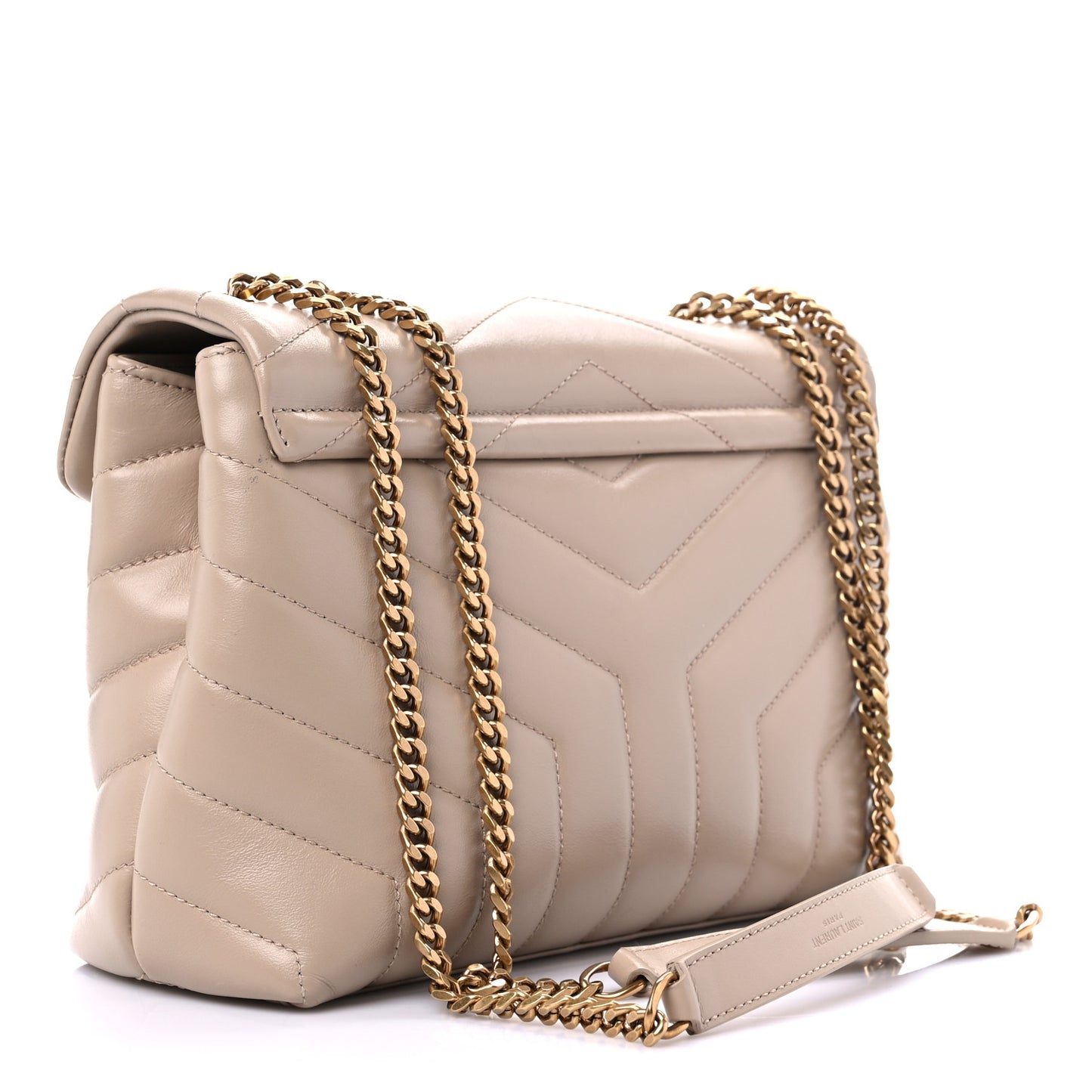 Calfskin Y Quilted Monogram Small Loulou Chain Satchel Dark Beige