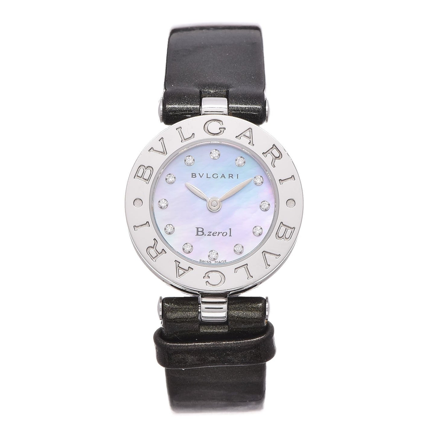 Stainless Steel Calfskin Diamond Blue Mother of Pearl 22mm B.Zero1 Quartz Watch