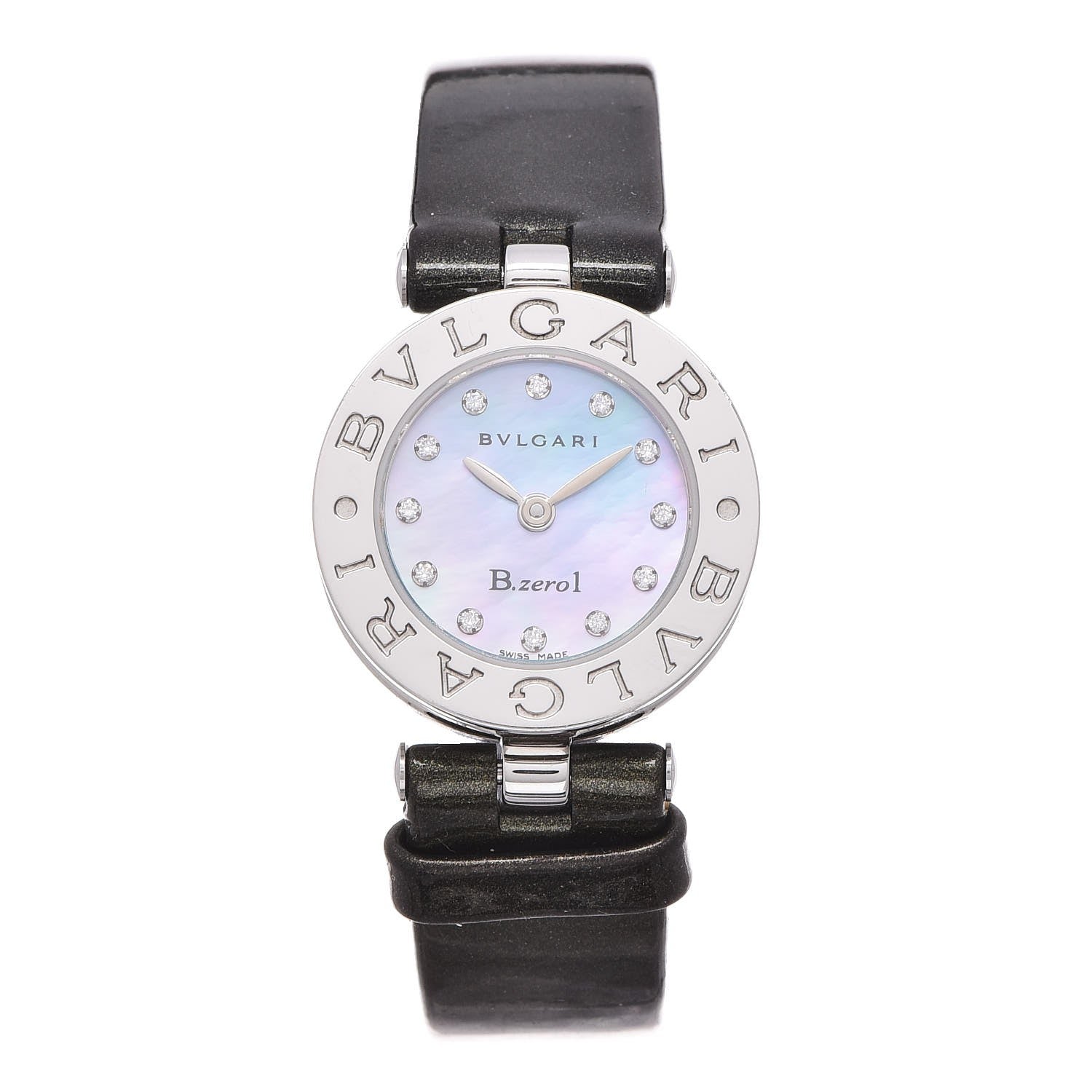 Bulgari Stainless Steel Calfskin Diamond Blue Mother of Pearl 22mm B.Zero1 Quartz Watch 1 of 12