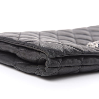 Chanel Lambskin Quilted Medium Leo Lion Flap Clutch Black 8 of 13