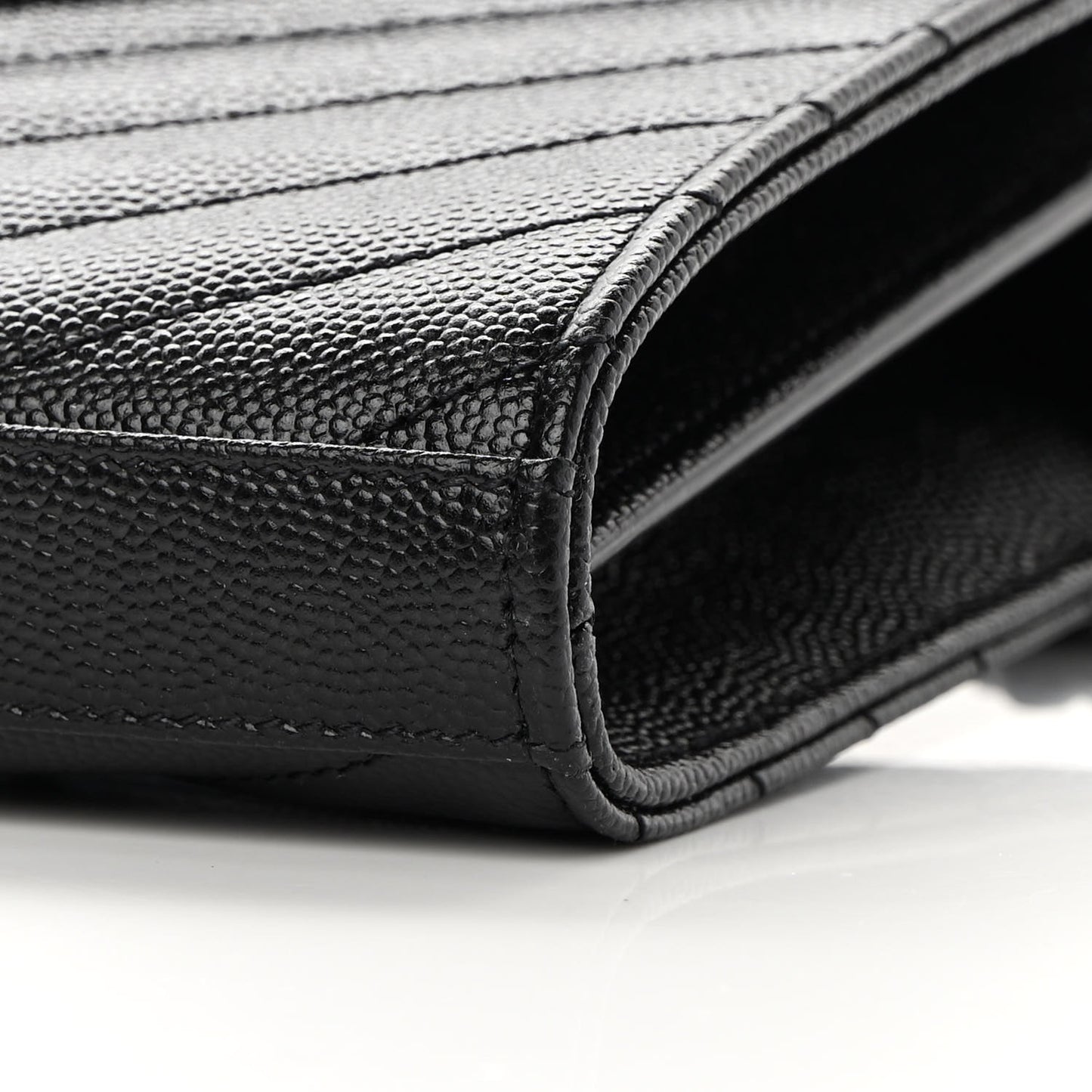 Grain De Poudre Matelasse Chevron Monogram Chain Wallet Black