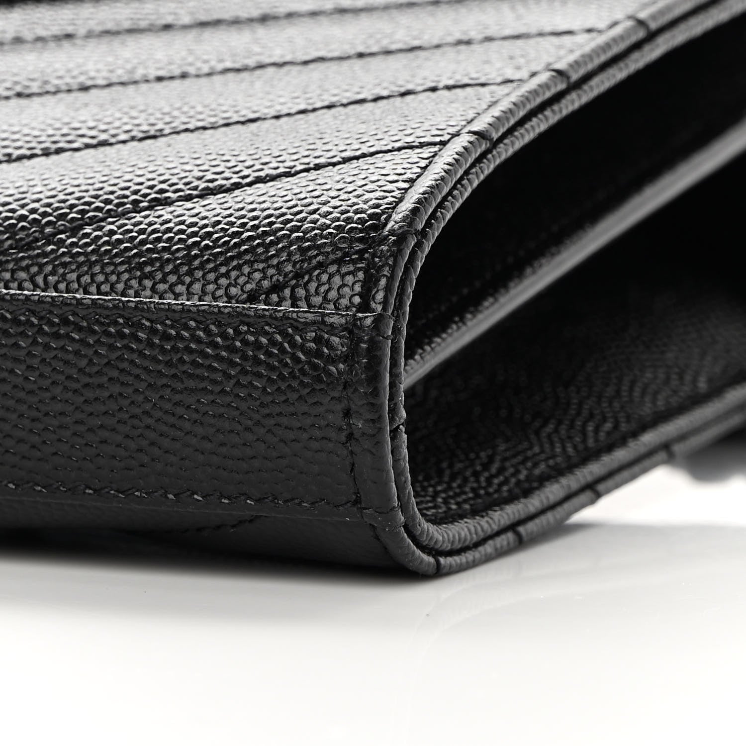 Saint Laurent Grain De Poudre Matelasse Chevron Monogram Chain Wallet Black 9 of 9
