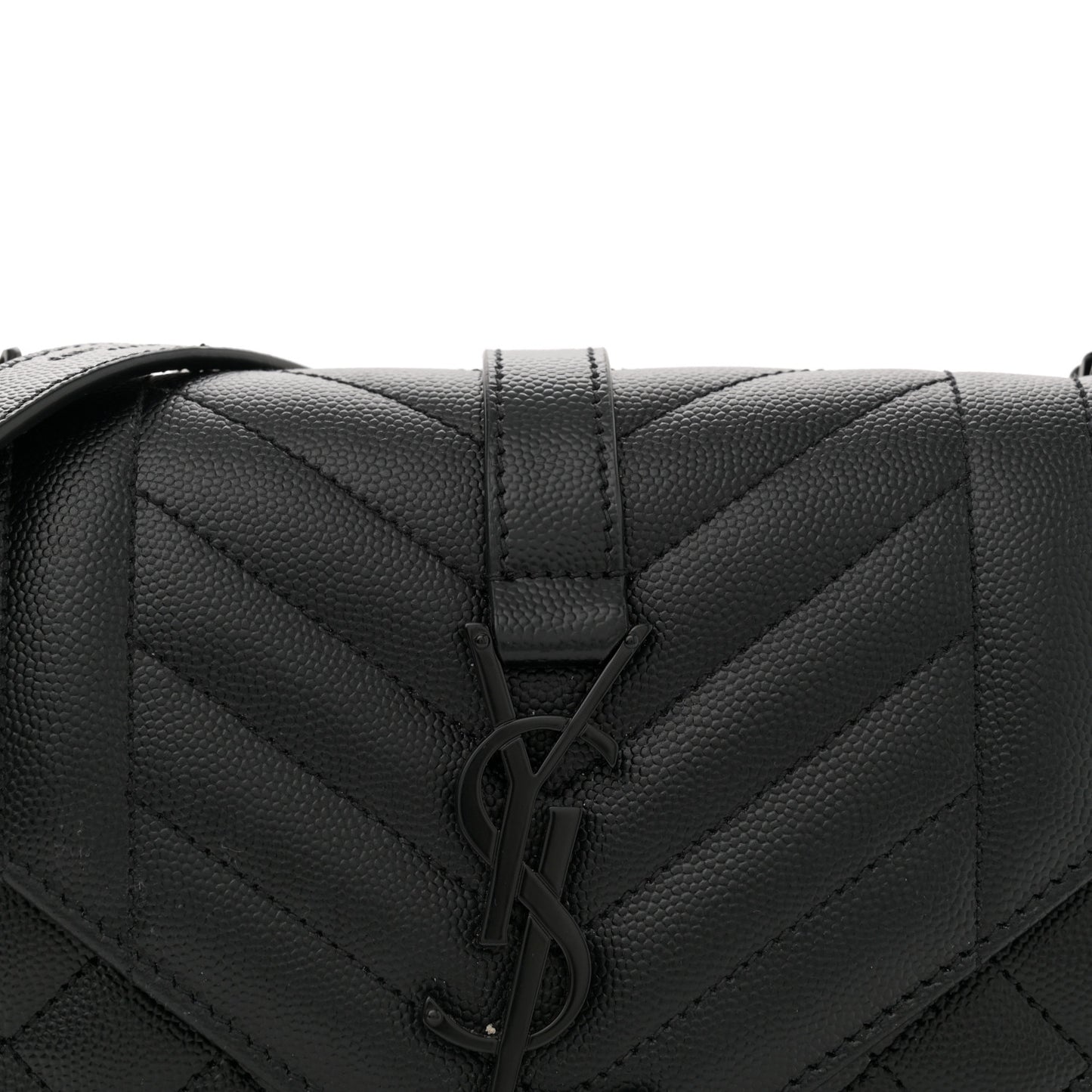 Grain De Poudre Textured Mixed Matelasse Triquilt Small Monogram Monochrome Satchel Black