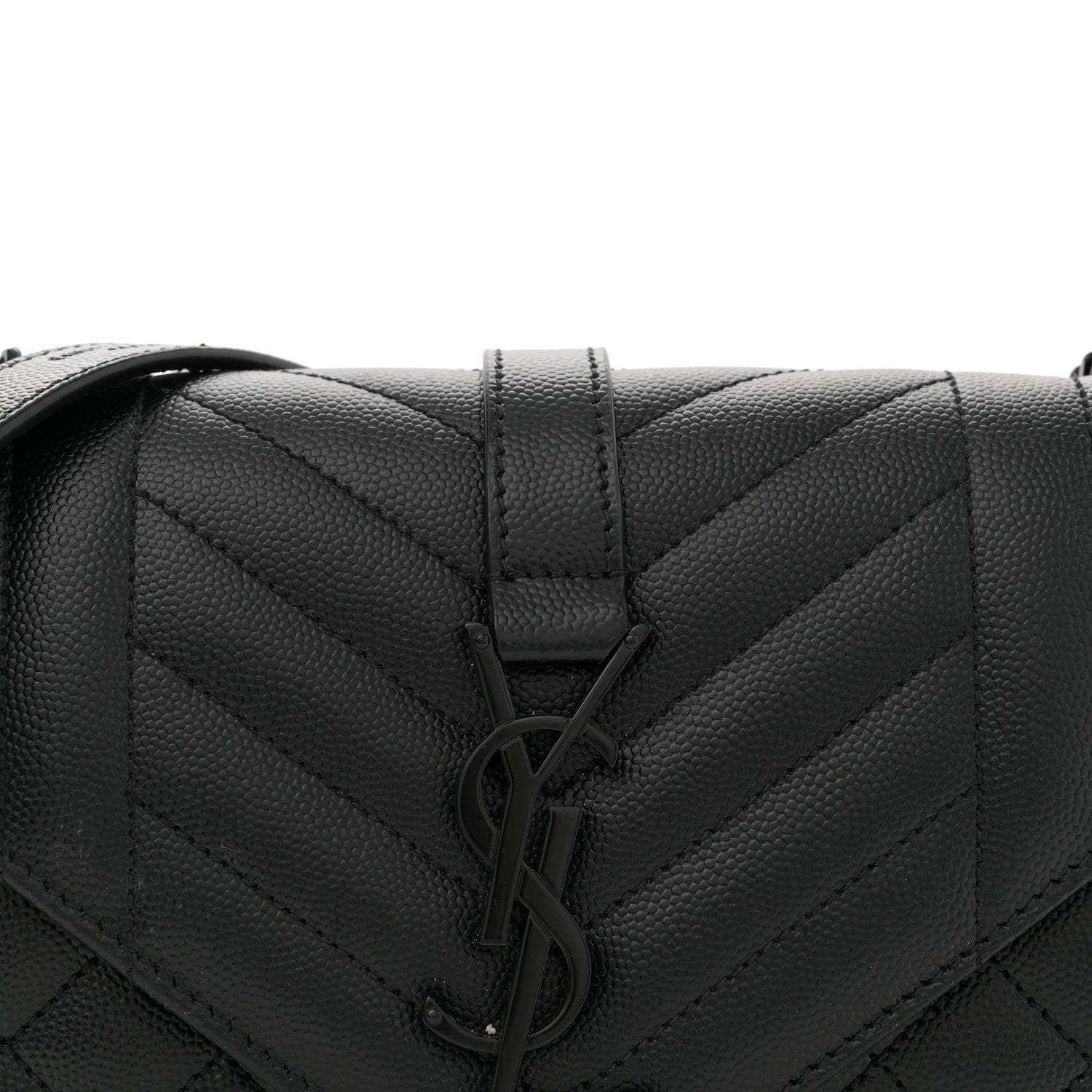 Saint Laurent Grain De Poudre Textured Mixed Matelasse Triquilt Small Monogram Monochrome Satchel Black 8 of 10