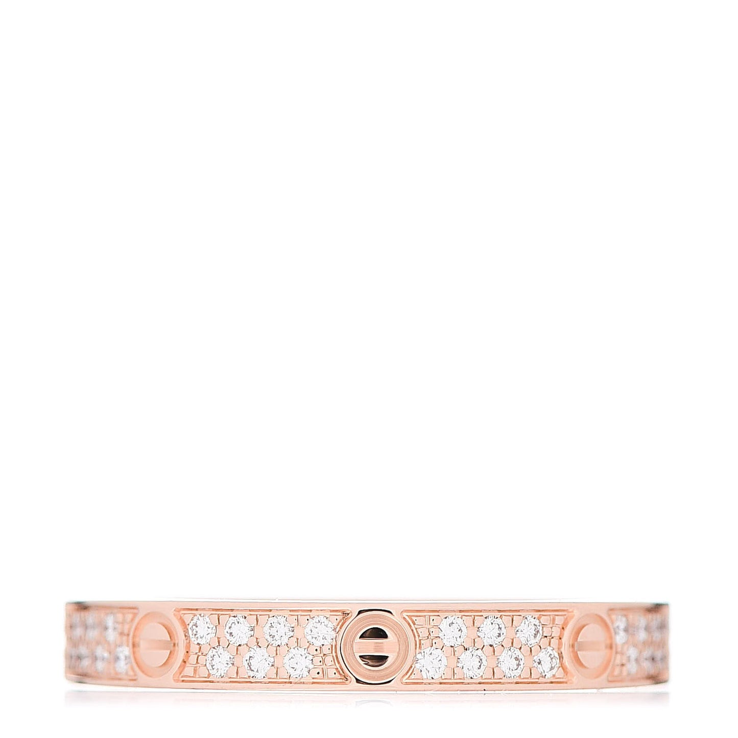 18K Pink Gold Diamond 2.6mm LOVE Paved Band Ring 49 4.75
