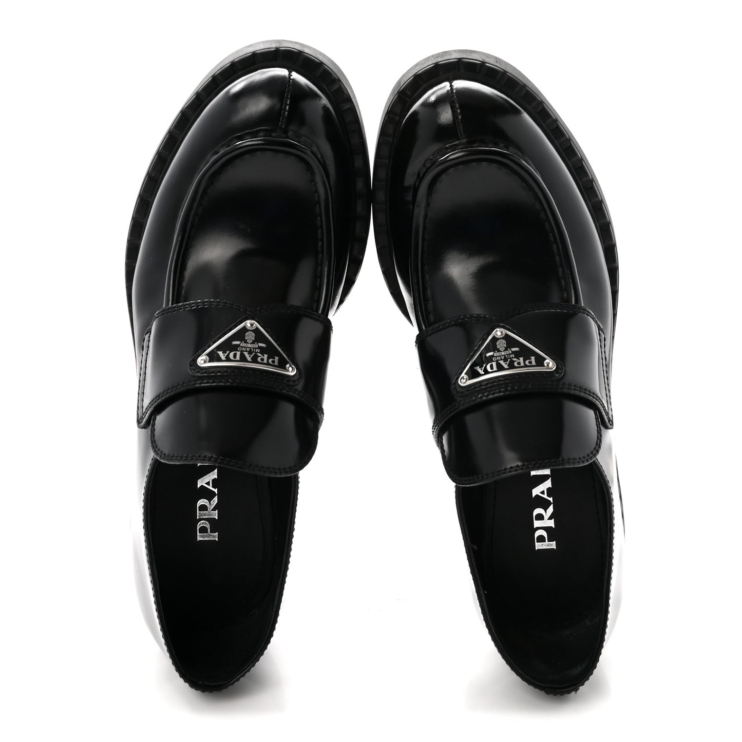 Spazzolato Metal Triangle Logo 50mm Loafers 37 Black
