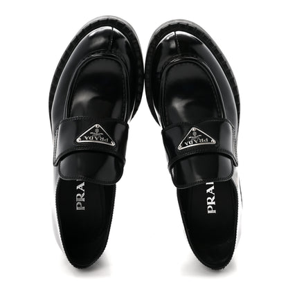 Prada Spazzolato Metal Triangle Logo 50mm Loafers 37 Black 2 of 9