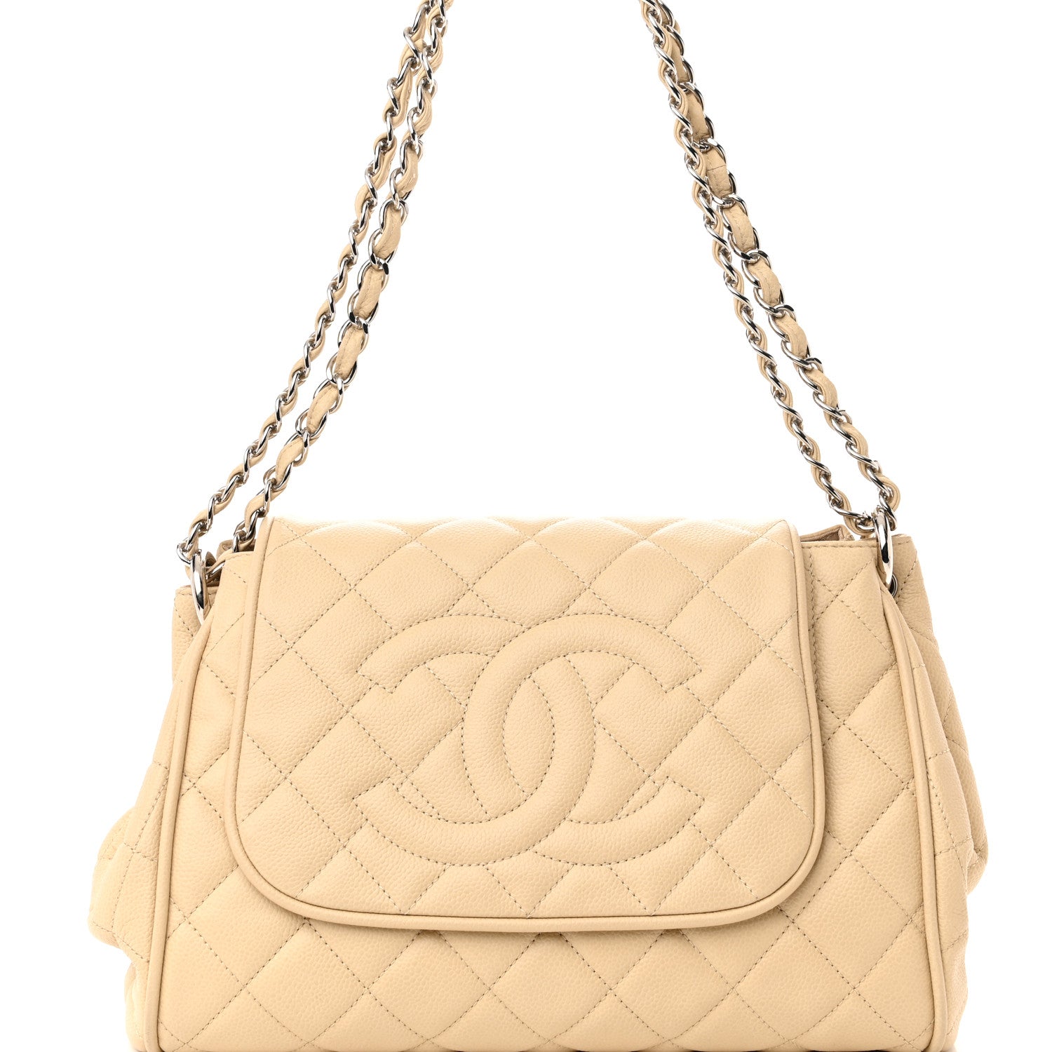 Chanel Caviar Quilted Timeless Accordion Flap Light Beige 8 of 11