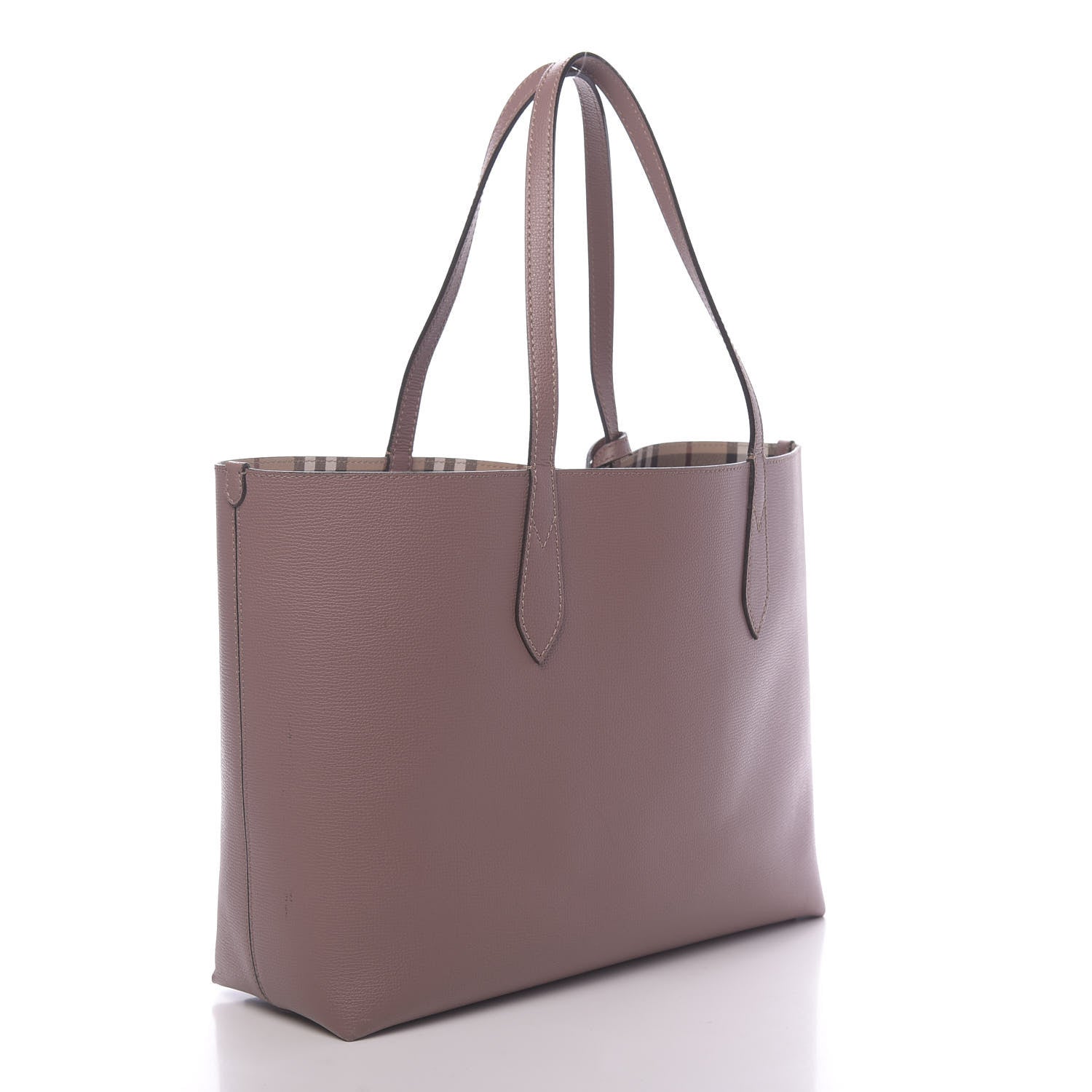 Burberry Grainy Calfskin Haymarket Check Medium Reversible Tote Dusty Pink 4 of 25