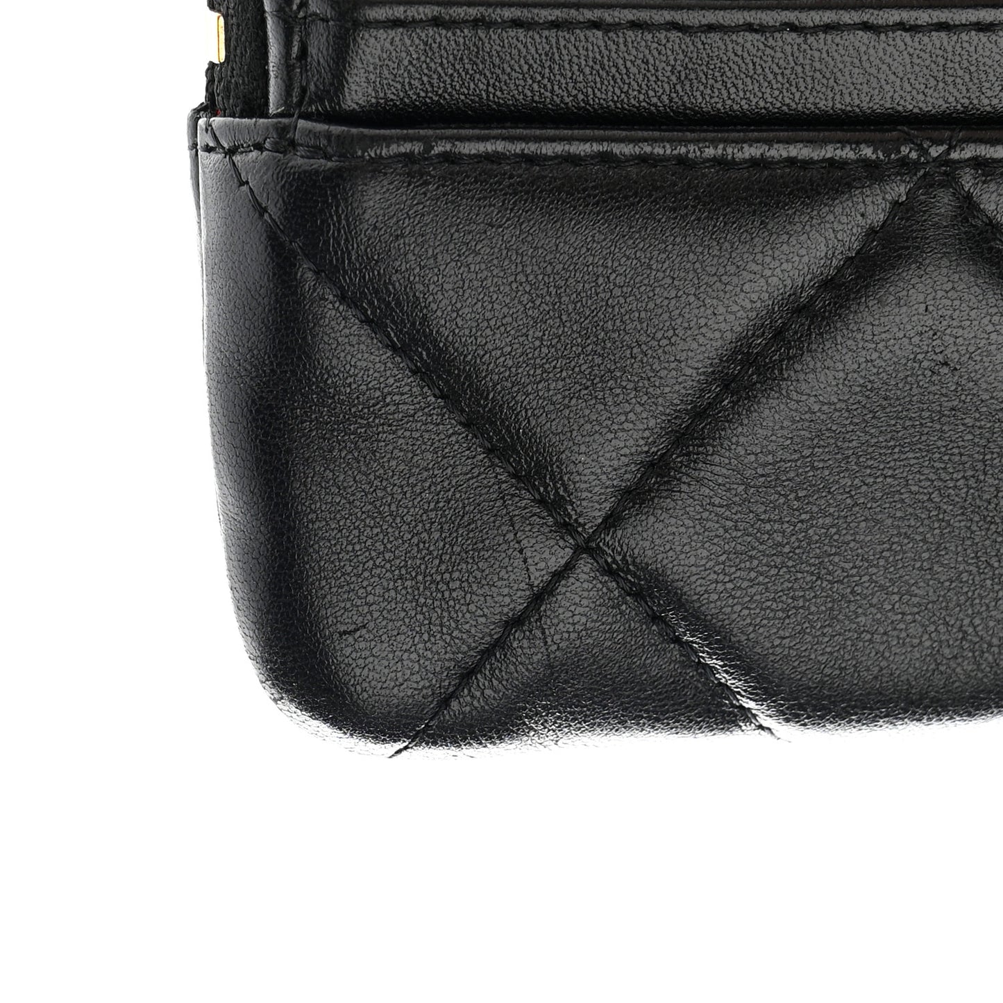 Lambskin Quilted Chanel 19 Zip Card Holder Wallet Black