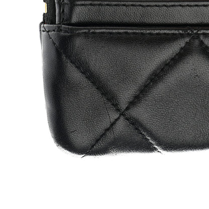 Chanel Lambskin Quilted Chanel 19 Zip Card Holder Wallet Black 8 of 11
