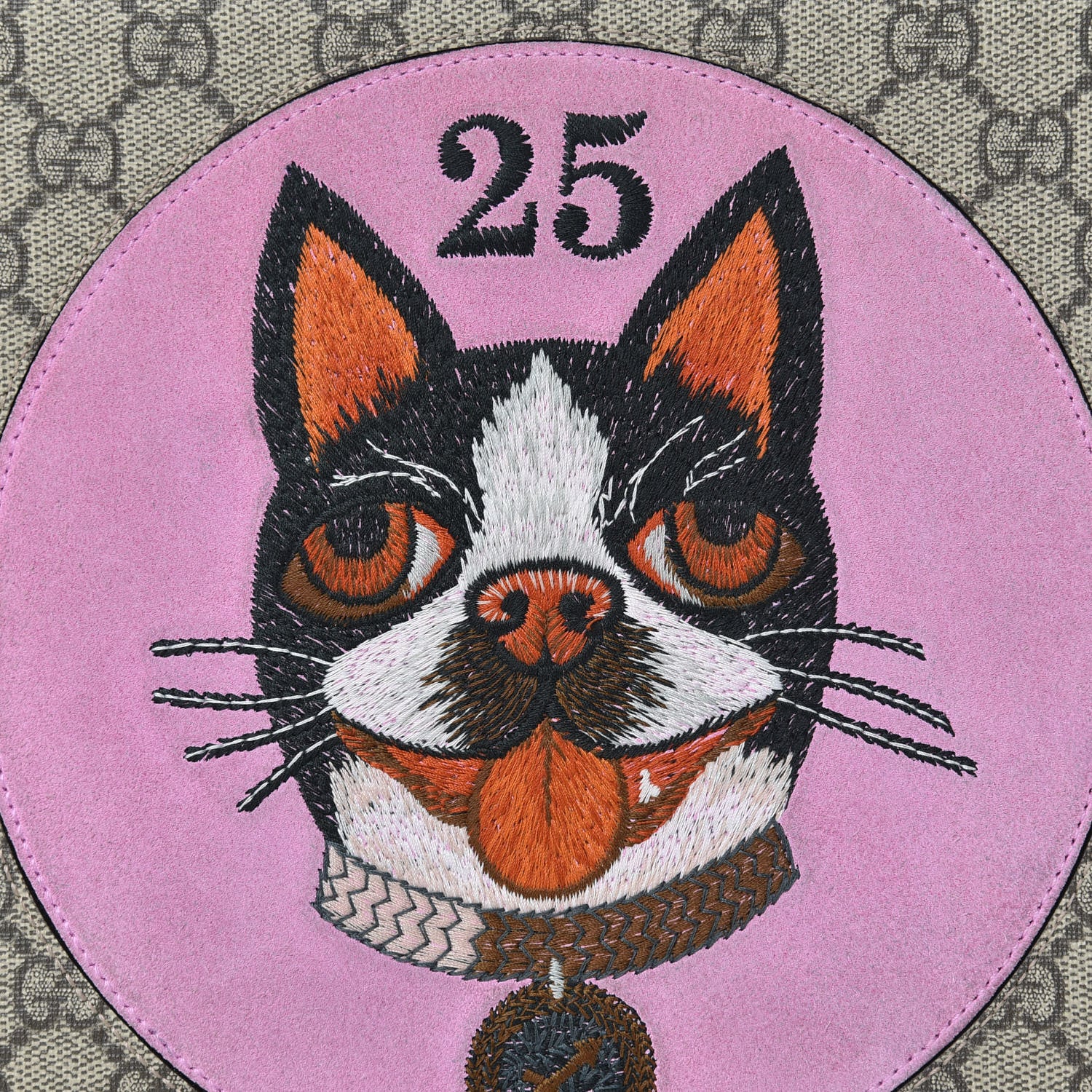 Gucci GG Supreme Monogram Bosco Patch Zip Pouch Beige Malva Hibiscus Red 11 of 11