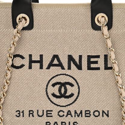 Chanel Mixed Fibers Medium Deauville Tote Beige Black 9 of 11