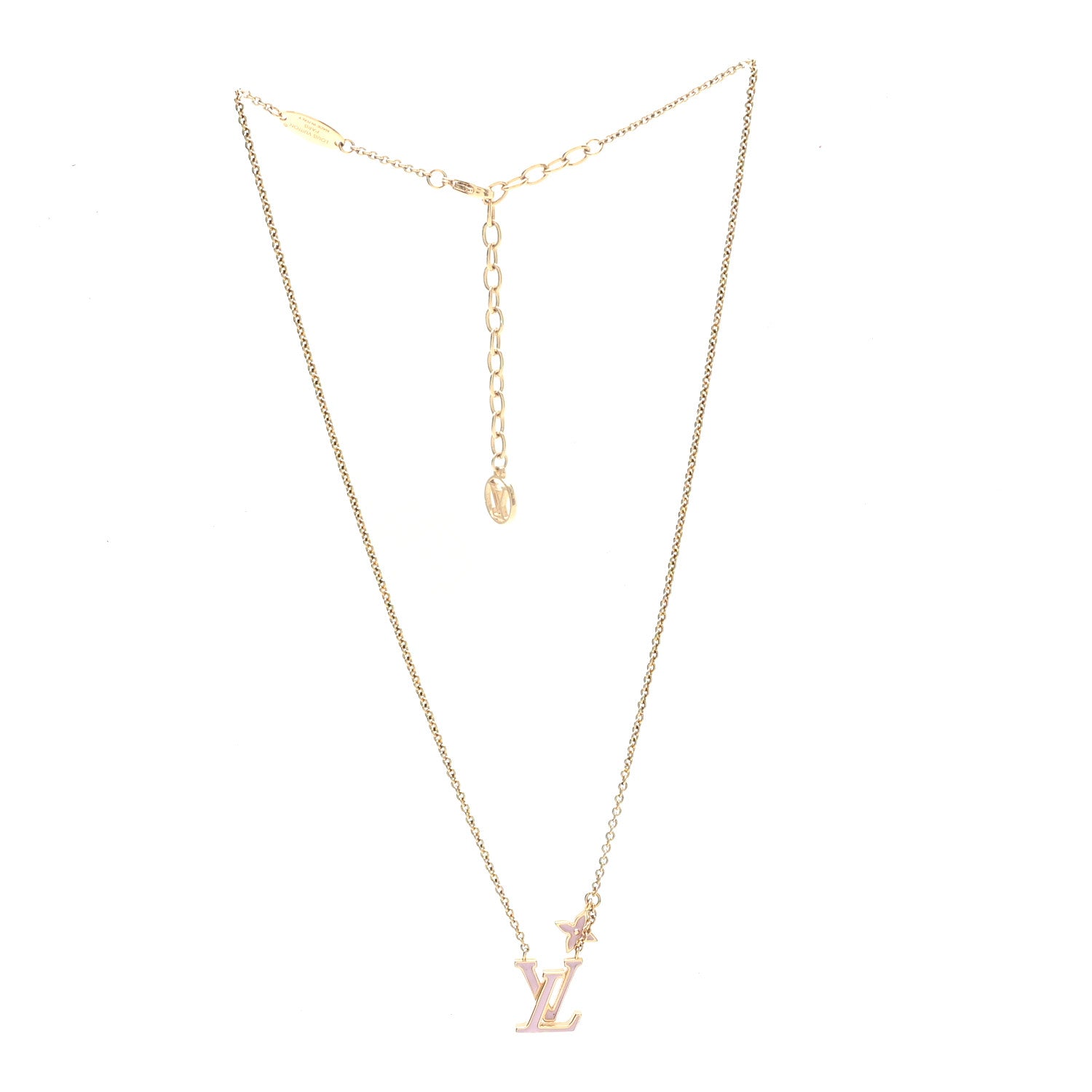 Louis Vuitton Enamel LV Iconic Necklace Gold Pink 3 of 5