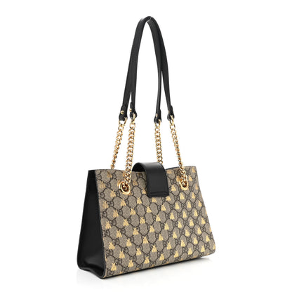 Gucci GG Supreme Monogram Bees Small Padlock Tote Beige Oro Black 3 of 8