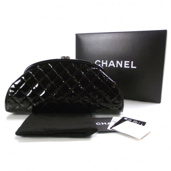 Chanel Patent Quilted Timeless Clutch Black 2 of 10